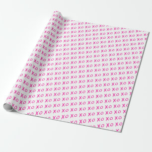 "Hugs & Kisses" Pink und White XOXO Wrapping Paper Geschenkpapier