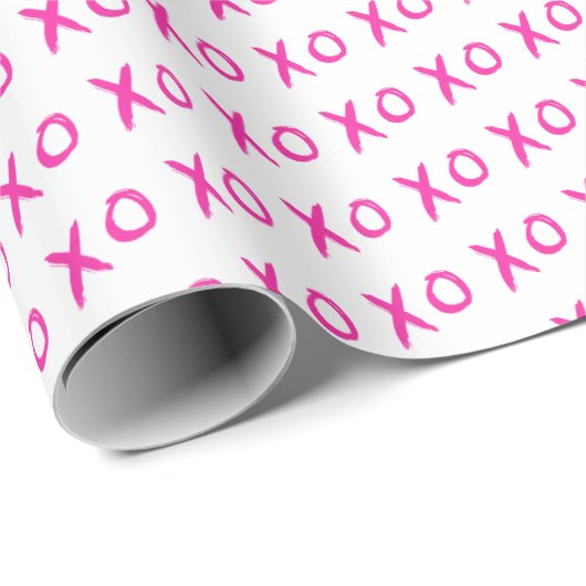 "Hugs & Kisses" Pink und White XOXO Wrapping Paper Geschenkpapier (Rolleneckpunkt)
