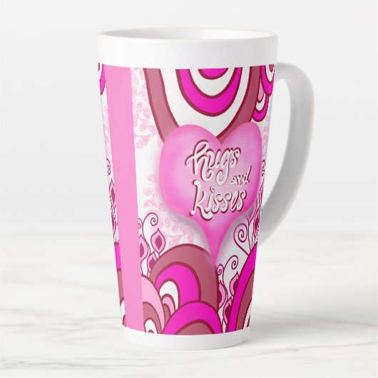 Hugs & Kisses Retro Heart Latte Mug Milchtasse (Rechte Ecke)