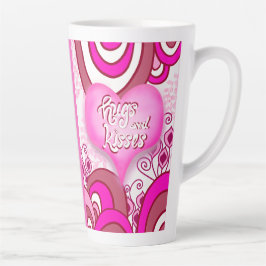 Hugs & Kisses Retro Heart Latte Mug Milchtasse