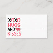 Hugs Kisses Romantic Wedding Pink Brautparty Platzkarte (Vorderseite)