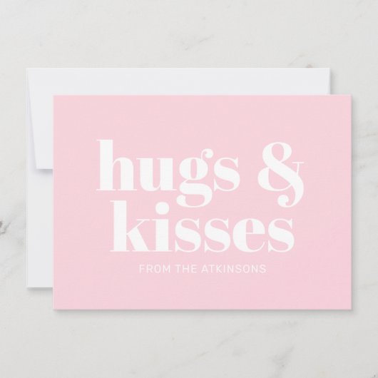 Hugs & Kisses rosa, moderne, fette Typografie (Vorderseite)