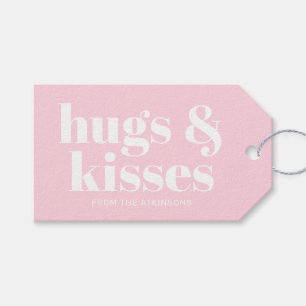 Hugs & Kisses rosa, moderne, fette Typografie Geschenkanhänger