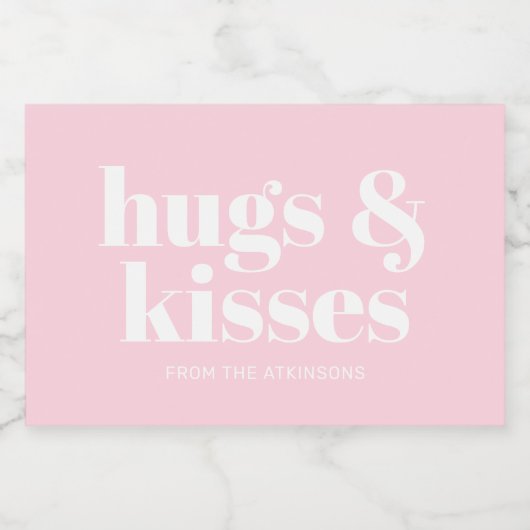 Hugs & Kisses rosa, moderne, fette Typografie Lebensmitteletikett (Einzelnes Label)