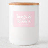 Hugs & Kisses rosa, moderne, fette Typografie Lebensmitteletikett (Vorderseite)