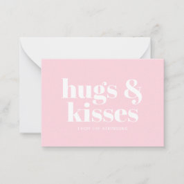 Hugs & Kisses rosa, moderne, fette Typografie Mitteilungskarte
