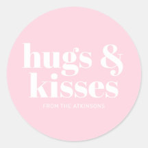 Hugs & Kisses rosa, moderne, fette Typografie
