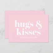 Hugs & Kisses rosa, moderne Typografie-Karte (Vorne/Hinten)