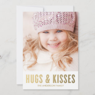 Hugs & Kisses Valentine's Day Photo Card Feiertagskarte