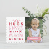 Hugs & Kisses & Valentine's Wish Feiertagskarte (Stehend Vorderseite)
