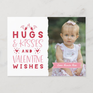 Hugs & Kisses & Valentine's Wish Feiertagspostkarte
