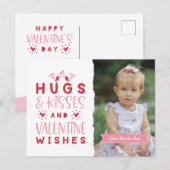 Hugs & Kisses & Valentine's Wish Feiertagspostkarte (Vorne/Hinten)