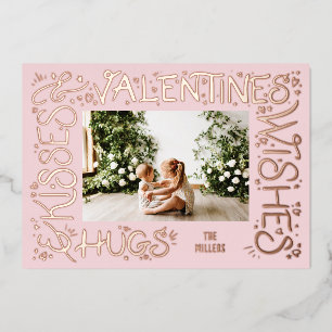 "Hugs & Kisses & Valentinische Wünsche" Hand gesch Folien Feiertagskarte