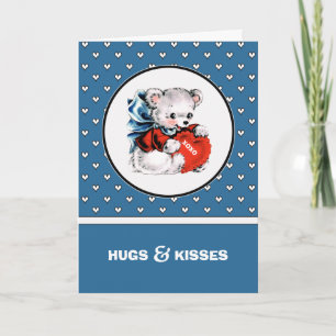 Hugs & Kisses. Valentinstag des Vintagen Teddy-Bär Feiertagskarte