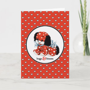 Hugs & Kisses. Vintager Welpenvalentinstag Feiertagskarte