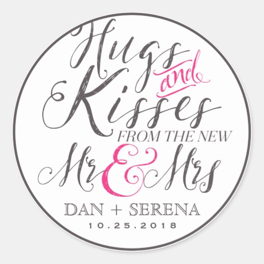 Hugs Kisses von Gastgeschenk Hochzeit Sticker (Vorderseite)