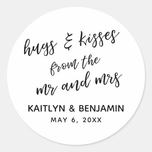 Hugs & Kisses von Mr. und Mrs. Schlicht, Simple Runder Aufkleber (Vorderseite)