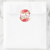 Hugs & Kisses Watercolor Rote Rose Valentine Runder Aufkleber (Tasche)