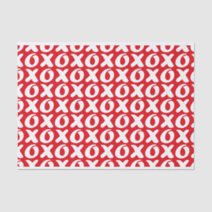 Hugs & Kisses White Xs & Os auf Red Background Seidenpapier