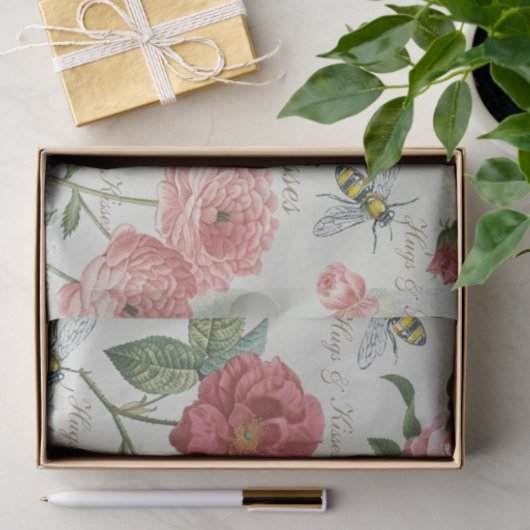 Hugs & Kisses Wilde Blüten und Honigbienen Seidenpapier (Geschenk)