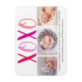 Hugs & Kisses (XOXO) 3 Foto Geburtsankündigung Magnet (Vertikal)