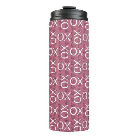 Hugs Kisses XOXO Pink Valentinstag Thermosbecher (Vorderseite)