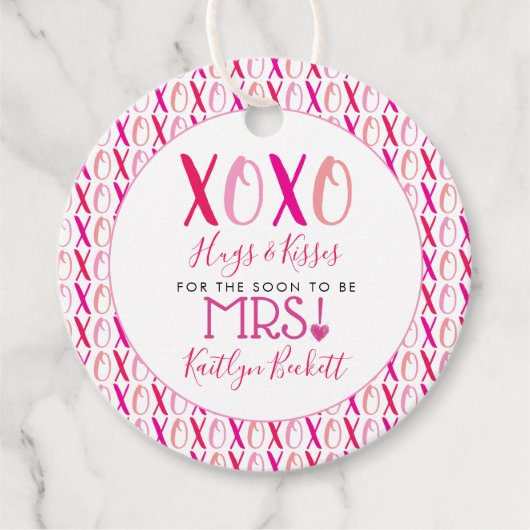 Hugs & Kisses (XOXO) Valentine's Day Bridal Shower Geschenkanhänger (Vorderseite)