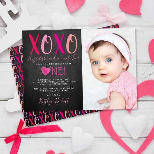 Hugs & Kisses (XOXO) Valentinstag 1. Geburtstag Dankeskarte