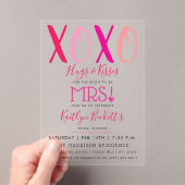 Hugs & Kisses (XOXO) Valentinstag Brautparty Acryleinladungen (Insitu (Handheld))