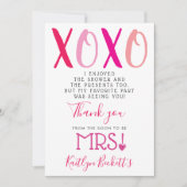Hugs & Kisses (XOXO) Valentinstag Brautparty Dankeskarte (Vorderseite)