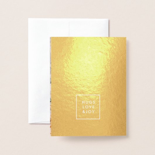 Hugs Liebe und Freude | Moderne Terracotta Weihnac Folienkarte (Rückseite mit Umschlag)