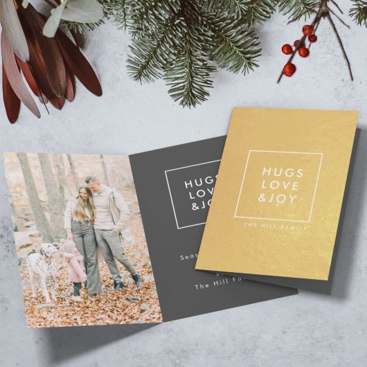 Hugs Liebe und Freude | Stilvolles Trendy Christma Folienkarte