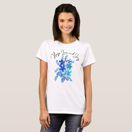 Hugs Liebe und Joy, Blumen T-Shirt (Vorne ganz)
