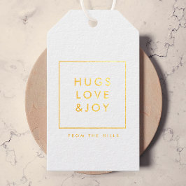 Hugs Liebe und Joy Stylish Christmas Gold und Whit Geschenkanhänger