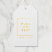 Hugs Liebe und Joy Stylish Christmas Gold und Whit Geschenkanhänger (Vorderseite)