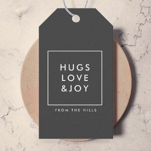 Hugs Liebe und Joy Stylish Weihnachtskohle Grau Geschenkanhänger