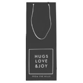 Hugs Liebe und Joy Stylish Weihnachtskohle Grau Geschenktüte Für Weinflaschen (Rückseite)