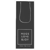 Hugs Liebe und Joy Stylish Weihnachtskohle Grau Geschenktüte Für Weinflaschen (Vorderseite)