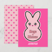 Hugs n küss Niedliche Kaninchenvalentin Feiertagskarte (Vorne/Hinten)