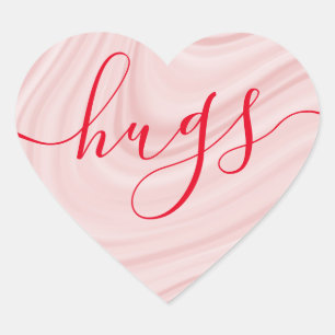 Hugs - Rosa-satinierte Wirbel Valentinstag Herz-Aufkleber