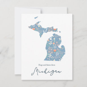 Hugs und Kisses aus Michigan Feiertagskarte