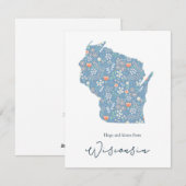 Hugs und Kisses aus Wisconsin Feiertagskarte (Vorne/Hinten)