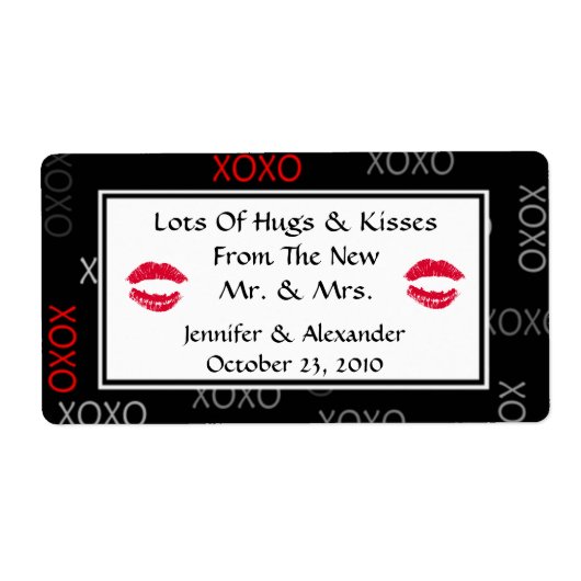 Hugs und Kisses Black Red Gastgeschenk Hochzeit La (Vorne)