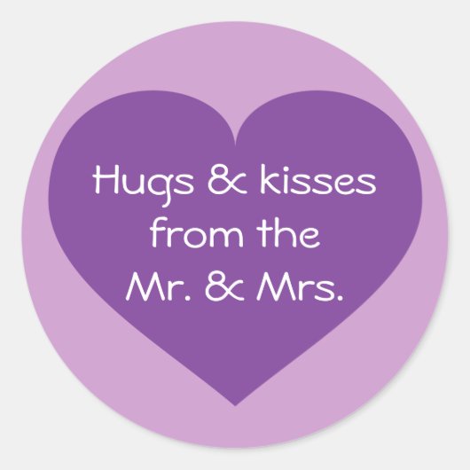 Hugs und Kisses Lila Heart Runder Aufkleber (Vorderseite)