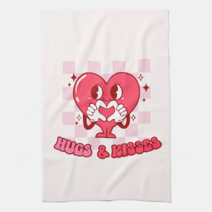 Hugs und Kisses   Niedlich-rosa-Herz-Liebe Geschirrtuch