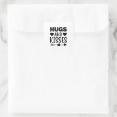 Hugs und Kisses Quadratischer Aufkleber (Tasche)
