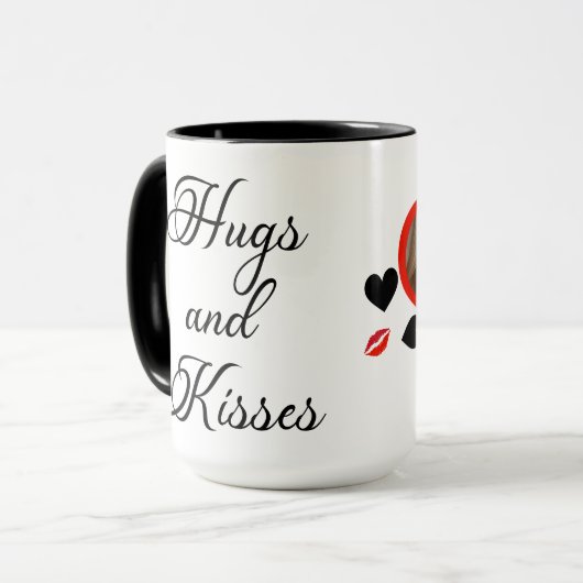 Hugs und Kisses Tasse (Vorderseite Links)