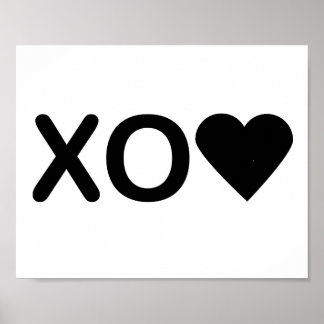 Hugs und Kisses XO Heart Black Poster