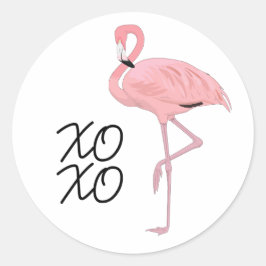 Hugs und Kisses XOXO Pink Flamingo Runder Aufkleber