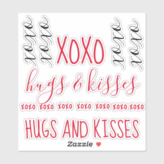 Hugs und Kisses xoxo Stickers Aufkleber (Blatt)